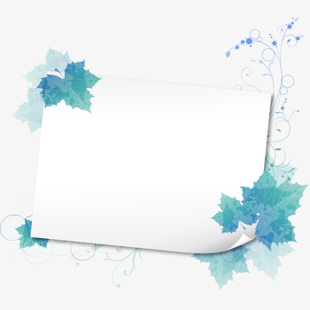绿色枫叶纸张免抠