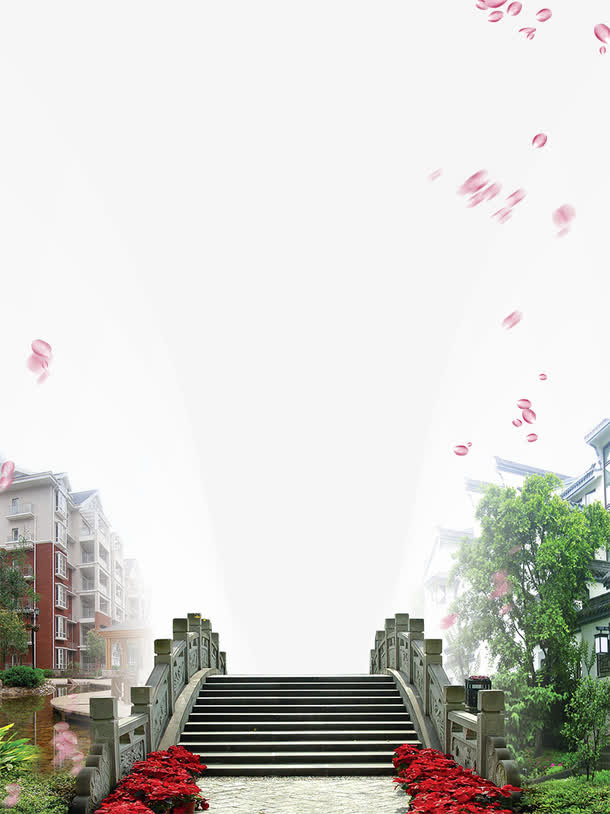 地产广告元素石拱桥免抠