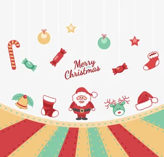 复古卡通圣诞节背景矢量素材