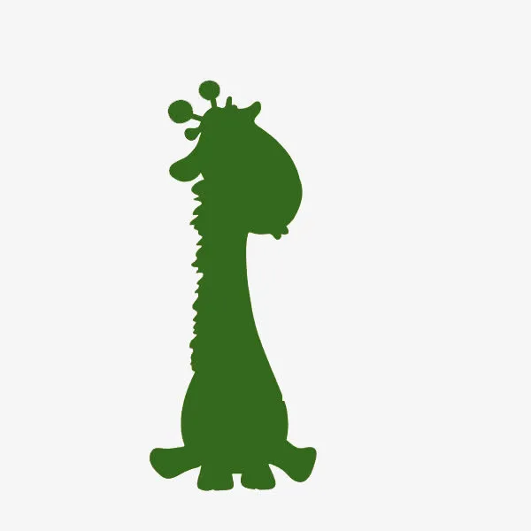 卡通可爱绿色长颈鹿剪影免抠