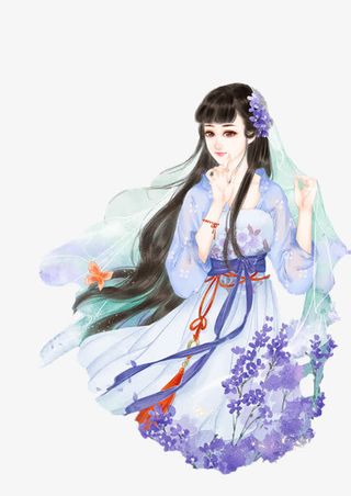 蓝衣古风美女免抠