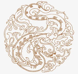 创意手绘合成中国龙图腾免抠