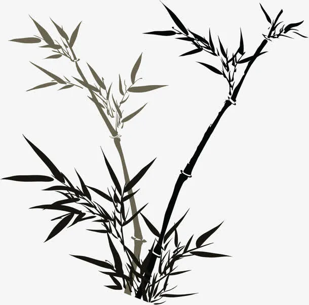 黑色水墨画竹子免抠