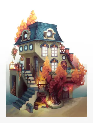 漫画卡通植物房屋免抠