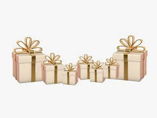 金色的圣诞礼物堆免抠节日圣诞节元素
