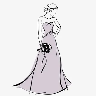 穿抹胸长裙的美女免抠