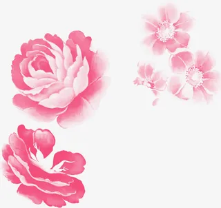 手绘粉色光效漫画花朵装饰免抠