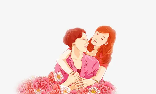 母亲节母女插图元素免抠