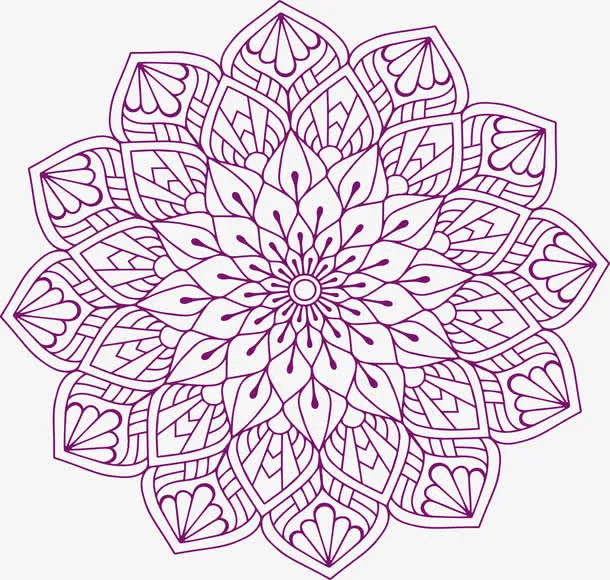 紫色曼陀罗花纹免抠