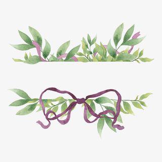 绿色树叶请柬装饰手绘免抠