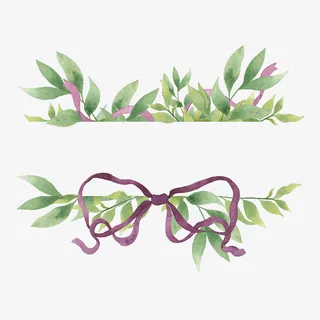 绿色树叶请柬装饰手绘免抠