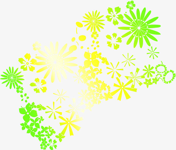 绿色卡通渐变花纹免抠