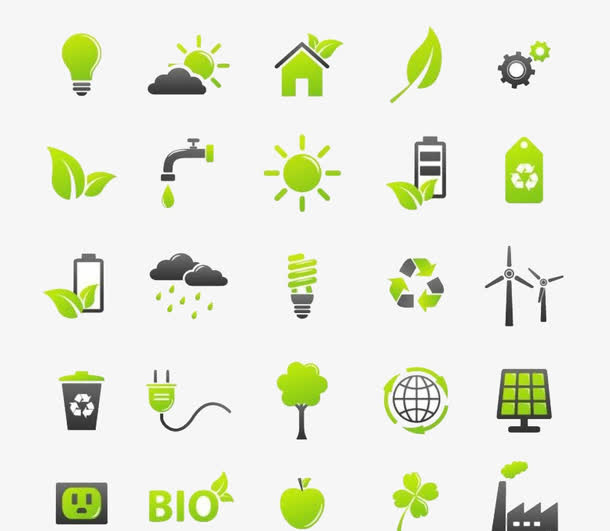 绿色多个装饰免抠