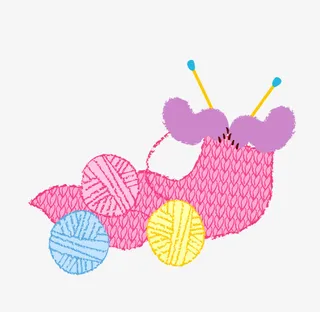 卡通手绘打毛衣图片免抠