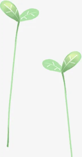 手绘水彩绿色萌芽免抠