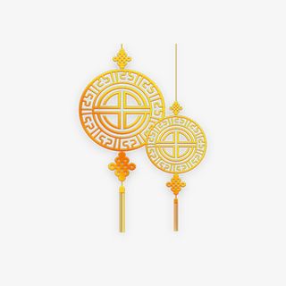 金色闪耀中国结挂饰免抠