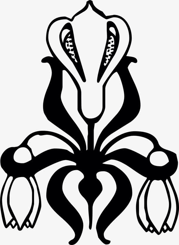 传统古典角花花纹素材免抠