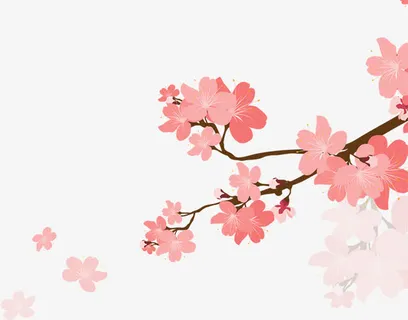 手绘桃花插画免抠