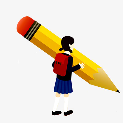 一个拿着铅笔的小女孩免抠