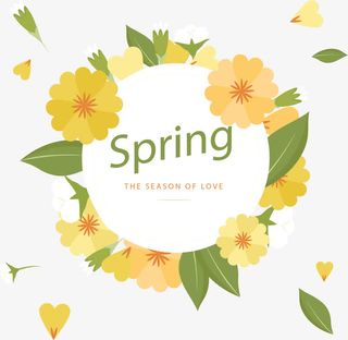 浪漫春天黄色花朵免抠