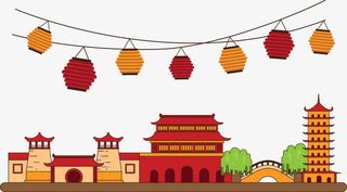 中式房屋矢量免抠