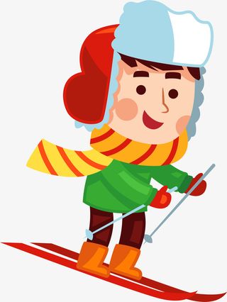 冬季滑雪的小男孩免抠