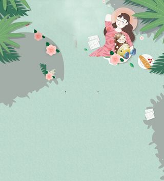 春天手绘插画卡通海报背景高清