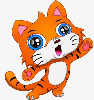 可爱老虎黄色免抠