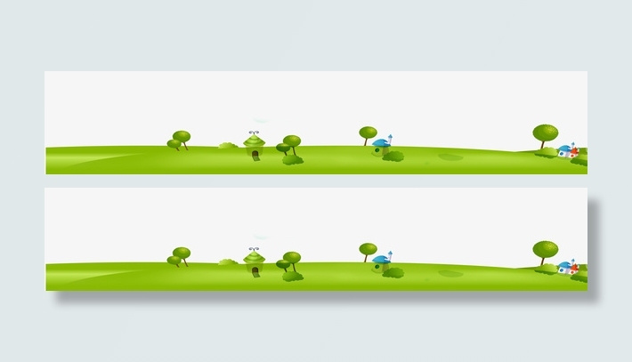 绿色清新草地树木边框纹理免抠