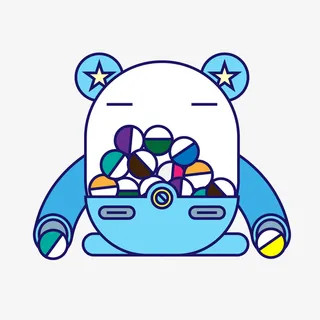 蓝色的五角星扭蛋机插画免抠