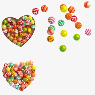 心型盒子里的五彩缤纷的糖果豆免抠