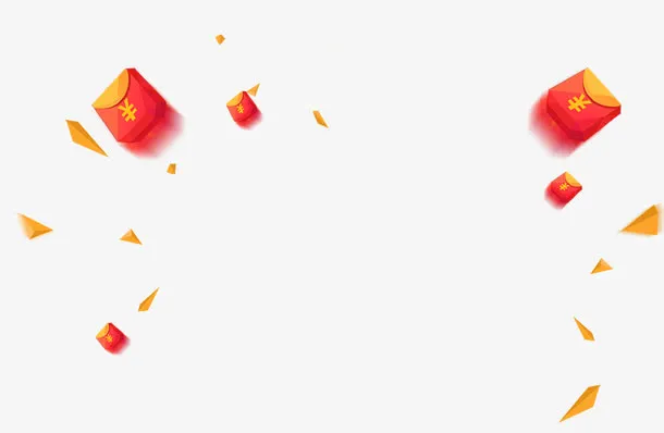 红色漂浮促销红包免抠