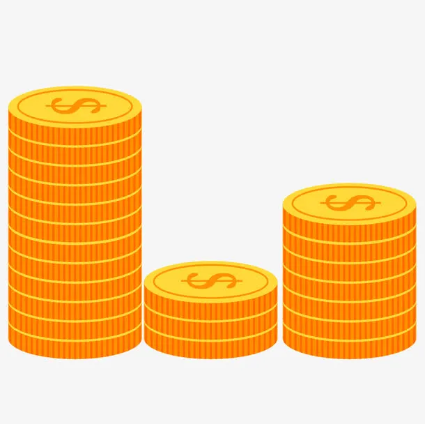 三列金黄色金币免抠