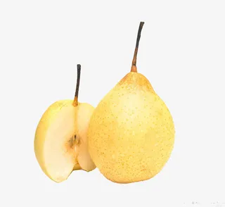 梨 ，雪花梨，黄色水果，水果，黄色.免抠