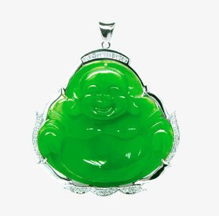 笑佛翡翠玉石项链免抠