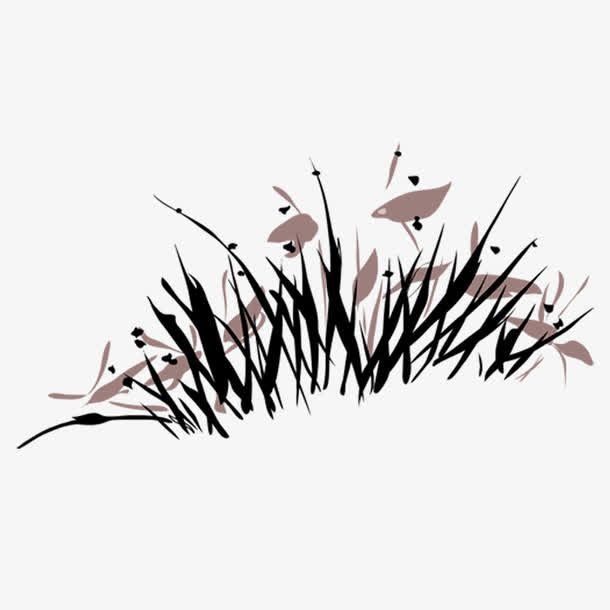 水墨小草免抠