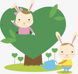 可爱小兔子场景图免抠