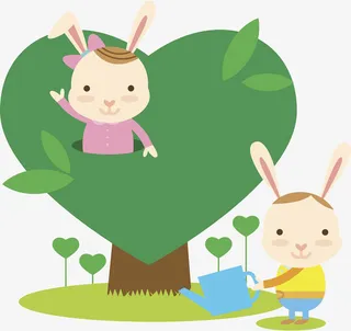 可爱小兔子场景图免抠