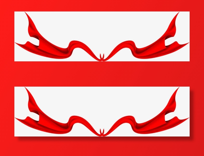 漂浮的红丝绸党建免抠