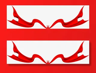 漂浮的红丝绸党建免抠