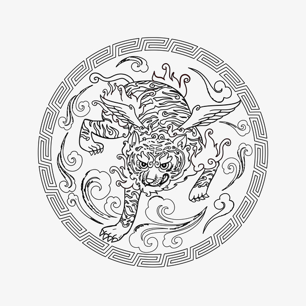 四神纹样之白虎免抠