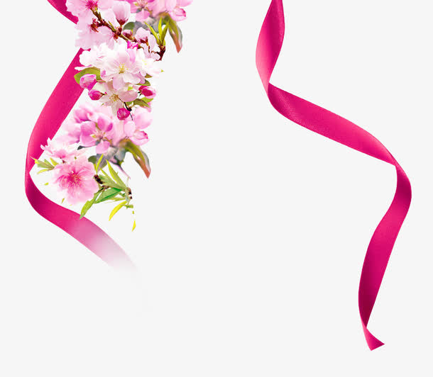 丝带鲜花免抠