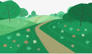 矢量手绘户外草地免抠