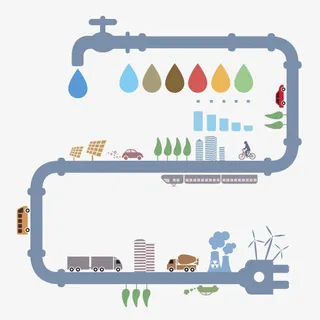 卡通手绘水龙头上的插头免抠