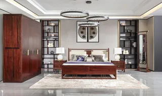 新中式卧室场景图高清