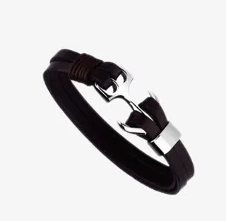 新品棕色皮质男士手链免抠