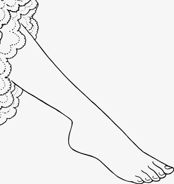 手绘女人的脚黑白纤细免抠