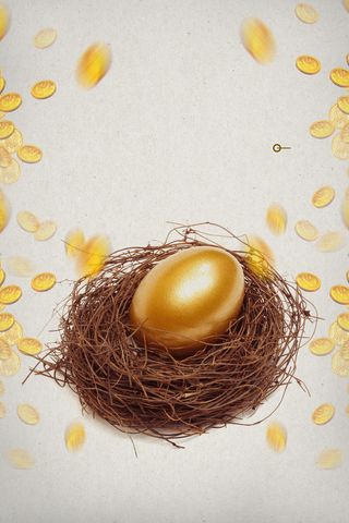 金蛋鸟窝金币简约金融投资广告海报背景素材高清