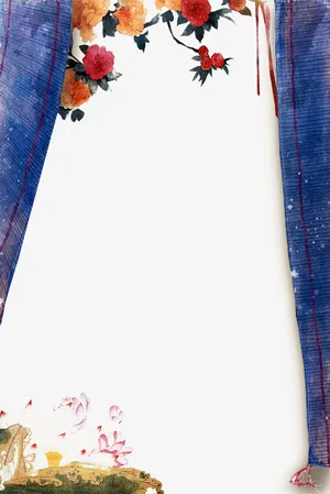 窗帘鲜花免抠