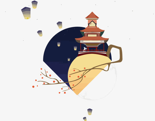 矢量中国风月宫免抠